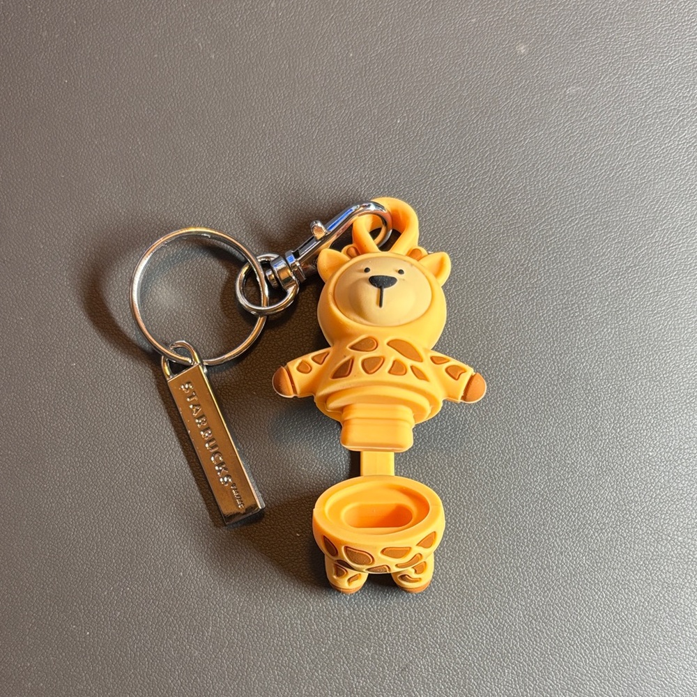 Starbucks Giraffe Stopper Keychain - Brown and Yellow